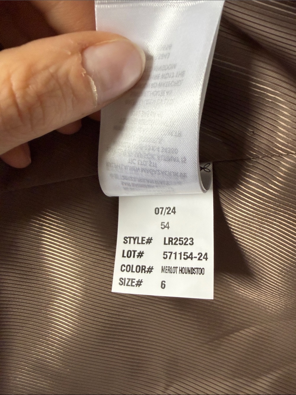 NWOT: Lauren Ralph Lauren Brown and Black Houndstooth Long Coat (6) - Picture 6 of 7